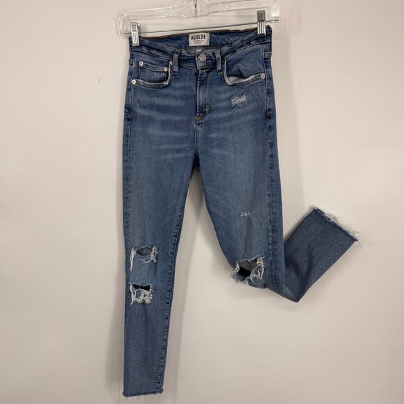 Agolde Sophie Skinny Jeans Size 26 Distressed Ripped Blue Stretch Denim - Picture 15 of 15